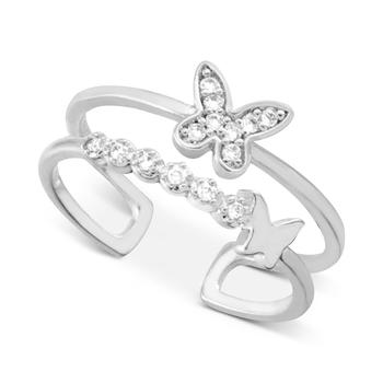 商品Essentials | Crystal Butterfly Two-Row Toe Ring in Silver-Plate,商家Macy's,价格¥156图片