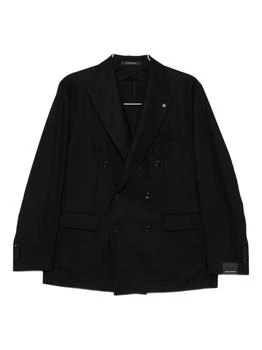 TAGLIATORE | Black Double-Breasted Suit With Peak Lapels,商家Premium Outlets,价格¥8781