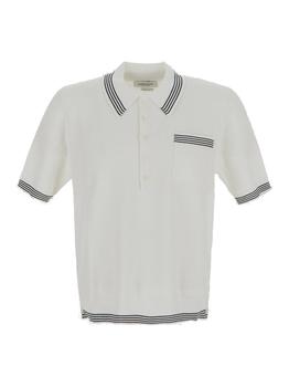 Thom Browne | Thom Browne Stripe Detailed Knitted Polo Shirt商品图片,4.3折