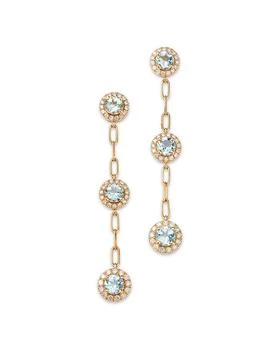 Bloomingdale's | Aquamarine & Diamond Halo Linear Drop Earrings in 14K Yellow Gold,商家Bloomingdale's,价格¥11216