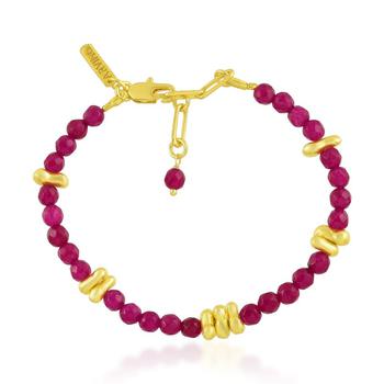 商品Arvino | Cerise Pink Jade Beaded Bracelet (Gold Vermeil),商家Verishop,价格¥497图片