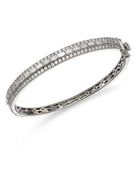商品Diamond Baguette & Round Cut Bangle Bracelet in 14K White Gold, 2.50 ct. t.w. - 100% Exclusive图片