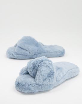 商品ASOS DESIGN Zeve twist slider slippers in baby blue图片