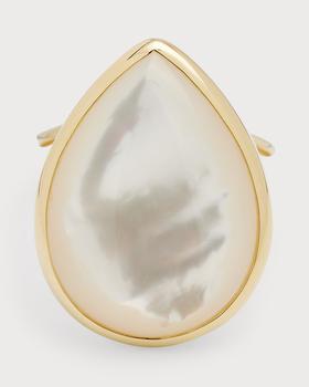 商品18k Polished Rock Candy Medium Teardrop Ring in Mother of Pearl, Size 7图片