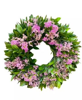 GreenishBlu | Real Ruscus, Misty Limonium Fresh Spring Wreath, 20",商家Macy's,价格¥666