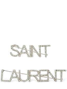 商品Set Of 2 Saint Laurent Crystal Pins图片