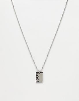 推荐Boss mens box chain necklace with dog tag pendant in stainless steel 1580302商品