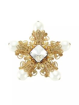 Kenneth Jay Lane | Antique Goldplated, Faux Pearl & Crystal Filigree Flower Pin,商家Saks Fifth Avenue,价格¥1067
