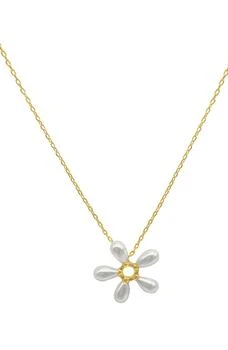 ADORNIA | 14K Yellow Gold Plated Floral Faux Pearl Pendant Necklace,商家Nordstrom Rack,价格¥226
