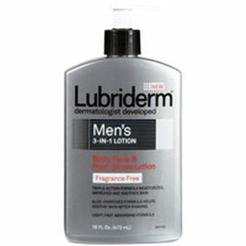 product Lubriderm Mens 3 In 1 Body, Face And Post Shave Lotion, Fragrance Free - 16 Oz image
