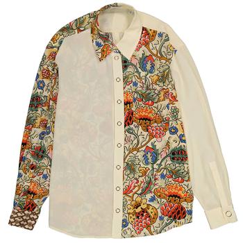 burberry衬衫, Burberry | Ladies Vanilla Juliette Floral-print Paneled Silk Oversized Shirt商品图片 6.9折