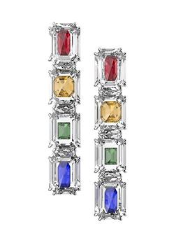 施华洛世奇耳环是什么牌子, Swarovski | Chroma Rhodium-Plated Oversized Crystal Clip-On Earrings商品图片 