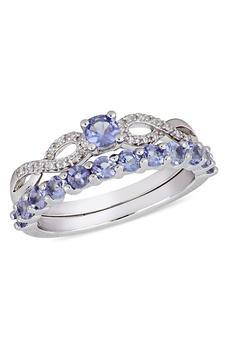 商品DELMAR | Sterling Silver Prong Set Tanzanite & Pave Diamond Infinity Band Ring,商家Nordstrom Rack,价格¥1057图片