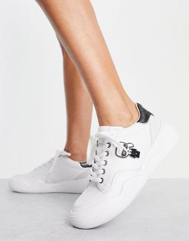 推荐Karl Lagerfeld Kapri Run Ikonic lo lace trainers in white leather商品