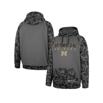 Colosseum | Men's Charcoal Michigan Wolverines OHT Military-Inspired Appreciation Camo Stack Raglan Pullover Hoodie商品图片,