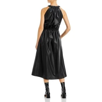 推荐Womens Faux Leather Mid Calf Halter Dress商品