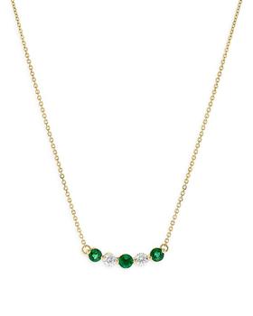 商品Emerald & Diamond Curved Bar Collar Necklace in 14K Yellow Gold - 100% Exclusive图片