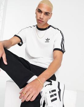 推荐adidas Originals adicolor three stripe t-shirt in white商品
