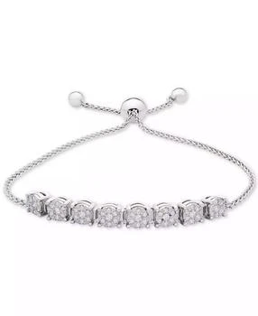 Macy's | Diamond Cluster Bolo Bracelet (1/5 ct. t.w.) in Sterling Silver,商家Macy's,价格¥716