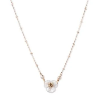 推荐Gold-Tone Crystal & Imitation Mother-of-Pearl Flower Pendant Necklace, 16" + 3" extender商品