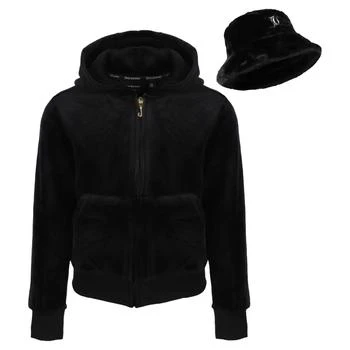 Juicy Couture | Luxe crown diamante velour zip up black hoodie and bucket hat set 5.9折×额外8.5折, 额外八五折