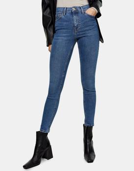 product Topshop jamie abraded hem jeans in mid blue image