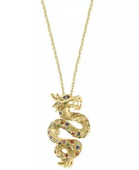 Effy | EFFY® Multi-Gemstone (5/8 ct. t.w.) & Diamond Accent Dragon 18" Pendant Necklace in 14k Gold,商家Macy's,价格¥11258