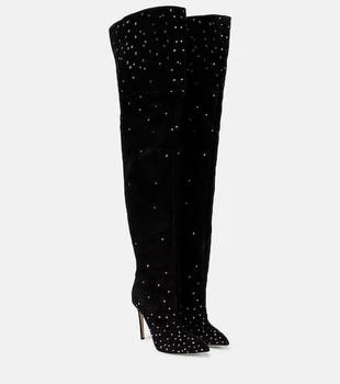 推荐Embellished suede over-the-knee boots商品