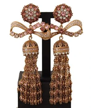 Dolce & Gabbana | Dolce & Gabbana Gold Dangling Crystals Long Clip-On Jewelry Earrings,商家SEYMAYKA,价格¥4867