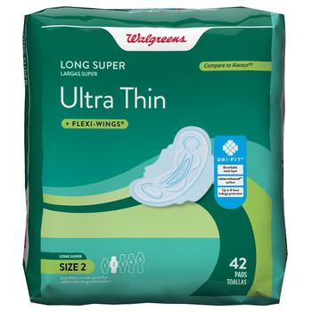 商品Walgreens | Ultra Thin Long Super Maxi Pads Unscented,商家Walgreens,价格¥31图片