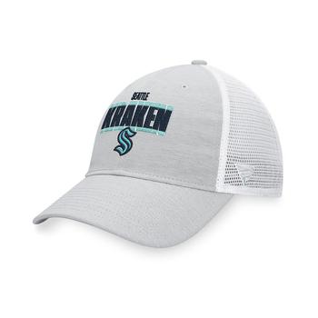 Fanatics | Men's Branded Heather Gray, White Seattle Kraken Team Trucker Snapback Hat商品图片,