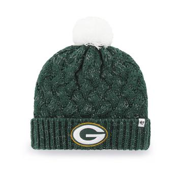 47 Brand | Women's Green Green Bay Packers Fiona Logo Cuffed Knit Hat with Pom商品图片,