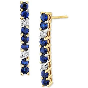 Macy's | Sapphire (7/8 ct. t.w.) & Diamond (1/8 ct. t.w.) Linear Drop Earrings in 14k Gold,商家Macy's,价格¥3298