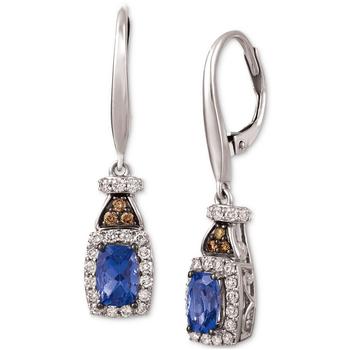 商品Blueberry Tanzanite (3/4 ct. t.w.) & Diamond (3/8 ct. t.w.) Leverback Drop Earrings in 14k White Gold图片