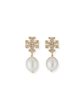 tory burch kira怎么选, Tory Burch | Kira Pave Pearl Drop Earring商品图片 