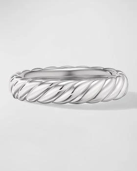 David Yurman | Sculpted Cable Band Ring in 18K White Gold, 4.5mm,商家Neiman Marcus,价格¥9477