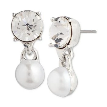 Givenchy | Silver-Tone Crystal & Imitation Pearl Drop Earrings,商家Macy's,价格¥261