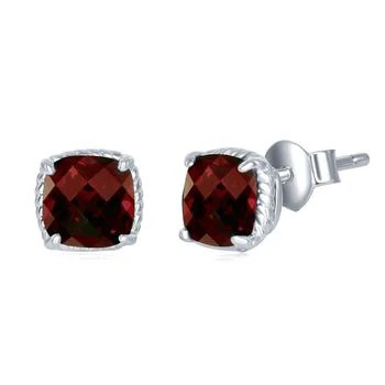 Classic | Sterling Silver Cushion Cut Garnet Stud Earrings,商家My Gift Stop,价格¥209