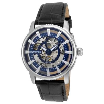 推荐Invicta 22640 Men's Objet D Art Blue & Silver Skeleton Dial Black Leather Strap Automatic Watch商品