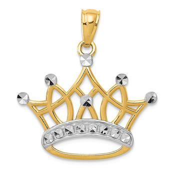 商品Macy's | Majestic Crown Charm Pendant in 14K Gold with Rhodium Plating,商家Macy's,价格¥834图片