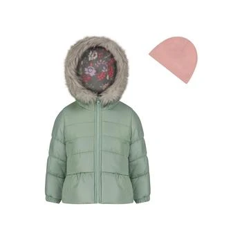 Weathertamer | Toddler Girls Solid with Faux Fur Trim Jacket and Fleece Beanie Set,商家Macy's,价格¥113