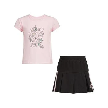 推荐Little Girls Short Sleeve T-shirt and French Terry Pleated Skort Set, 2 Piece商品