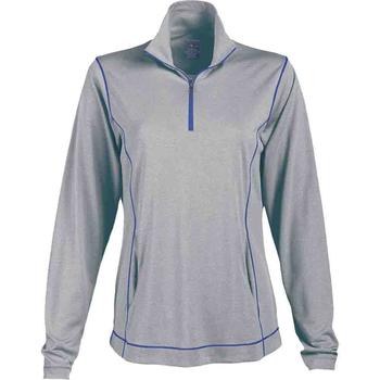 Page & Tuttle, Page & Tuttle | Coverstitch Heather Mock Neck Long Sleeve 1/4 Zip Pullover Top商品图片 2.1折×额外9折, 额外九折