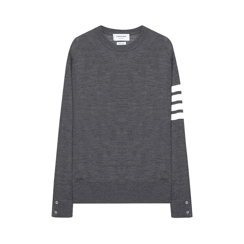 美利奴北京, Thom Browne | THOM BROWNE 男士灰色美丽奴羊毛圆领针织衫 MKA002A-Y1014-038商品图片 独家减免邮费