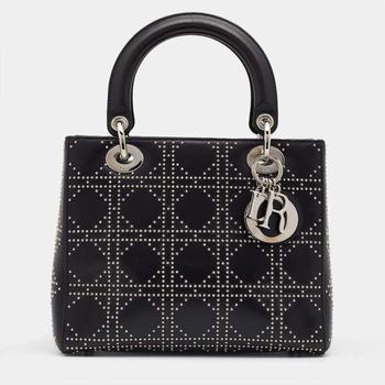 迪奥托特包, Dior | Dior Black Embellished Cannage Leather Medium Lady Dior Tote商品图片 