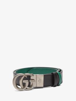 推荐Reversible GG-logo grained-leather belt商品