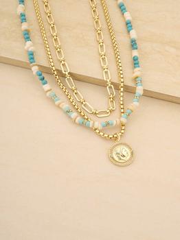 秋装Pad Lifestyle, Ettika Jewelry | Island Lifestyle Turquoise Layered 18k Gold Plated Necklace Set商品图片 