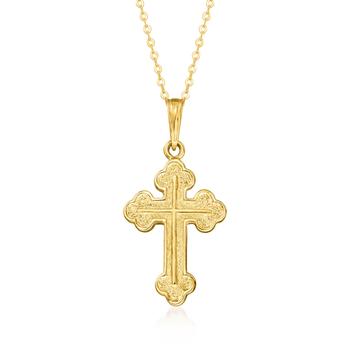 商品Canaria 10kt Yellow Gold Budded Cross Pendant Necklace图片