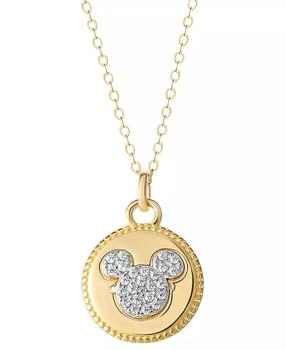 Disney | Cubic Zirconia Mickey Mouse Disc 18" Pendant Necklace in 18k Gold-Plated Sterling Silver,商家Macy's,价格¥255