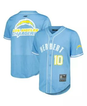 Pro Standard | Men's Justin Herbert Powder Blue Los Angeles Chargers Mesh Baseball Button-Up T-shirt,商家Macy's,价格¥823